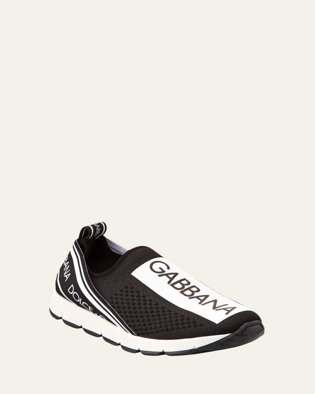 Kid's Slip-On Knit Logo Patch Sneakers, Kids